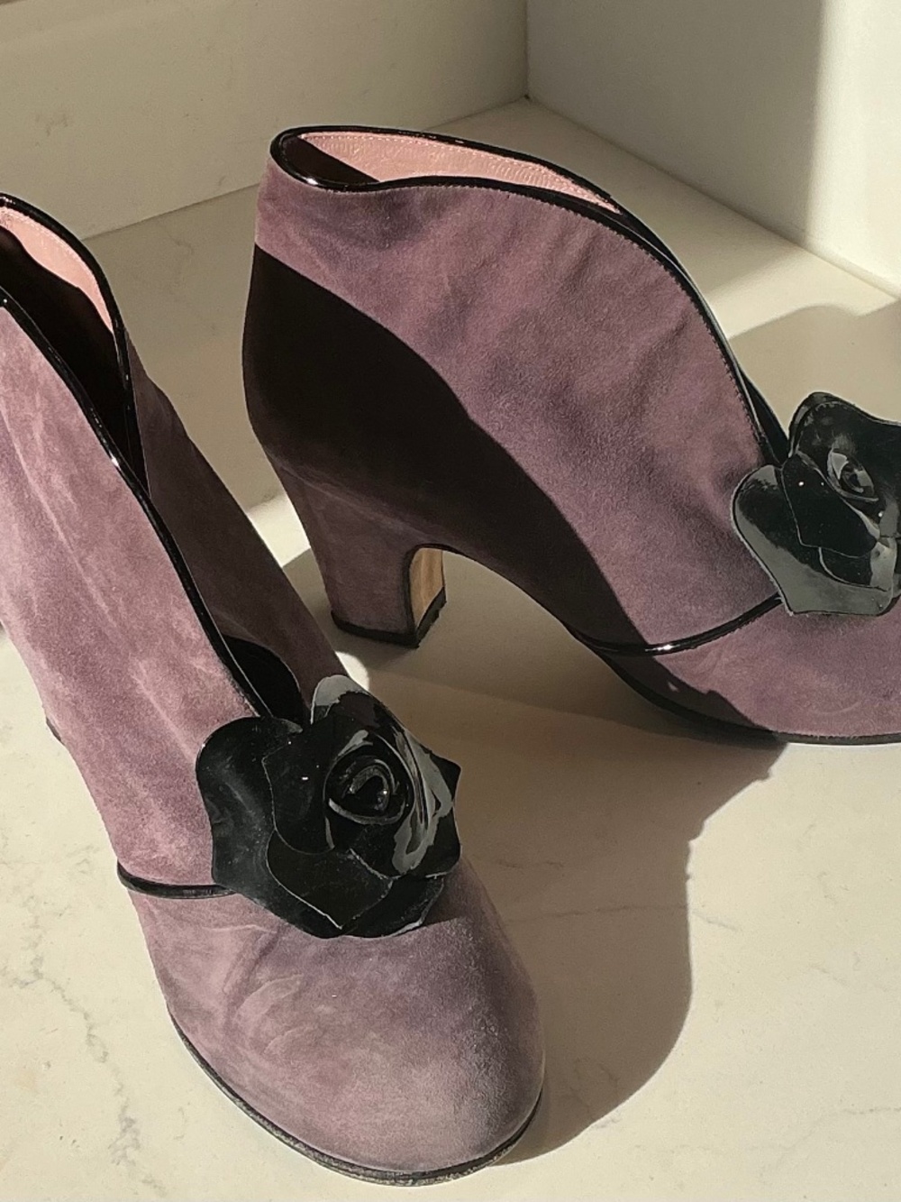 Taryn Rose Italy F 1132 Purple Suede Leather Ankle Boots Rose Detail 38 / 8